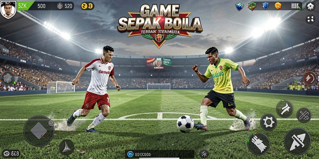 Screenshot gameplay 5ZK saat pertandingan sepak bola berlangsung.
