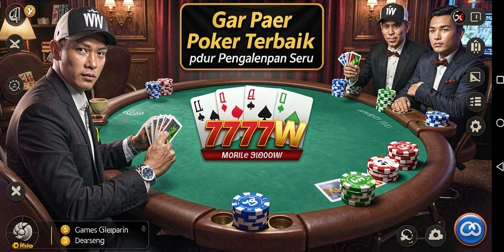 Tampilan gameplay Poker yang seru dan mendebarkan di 7777W.