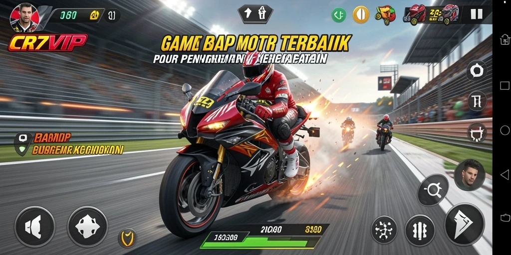 Tampilan gameplay menegangkan dari balapan motor di CR7VIP.
