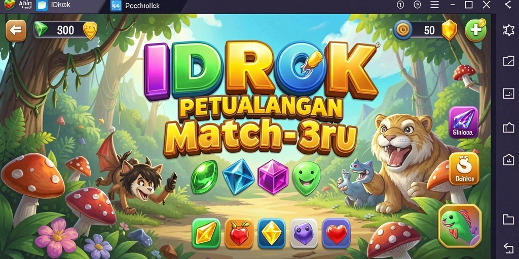 Screenshot menunjukkan gameplay seru IDROK dalam kategori Match-3.