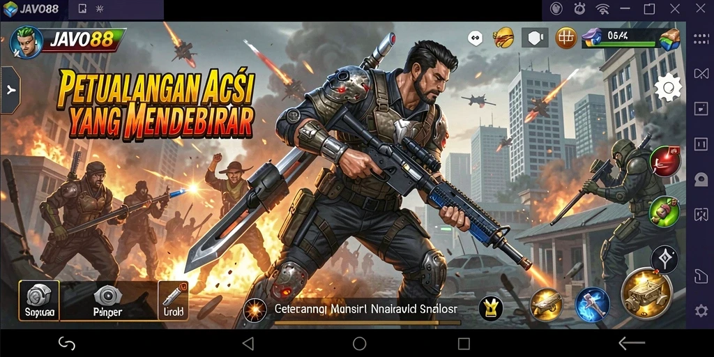 Screenshot JAVO88 menampilkan aksi pertempuran yang seru.