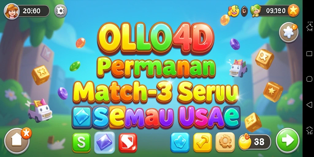 Tampilan gameplay seru dari OLLO4D dengan warna-warni permata.
