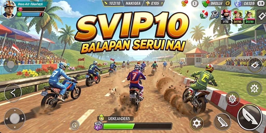 Tampilan aksi balapan seru dalam SVIP10 dengan grafis yang menawan.