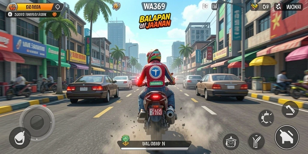 Tampilan gameplay mendebarkan dari WA369 dengan mobil balap super.