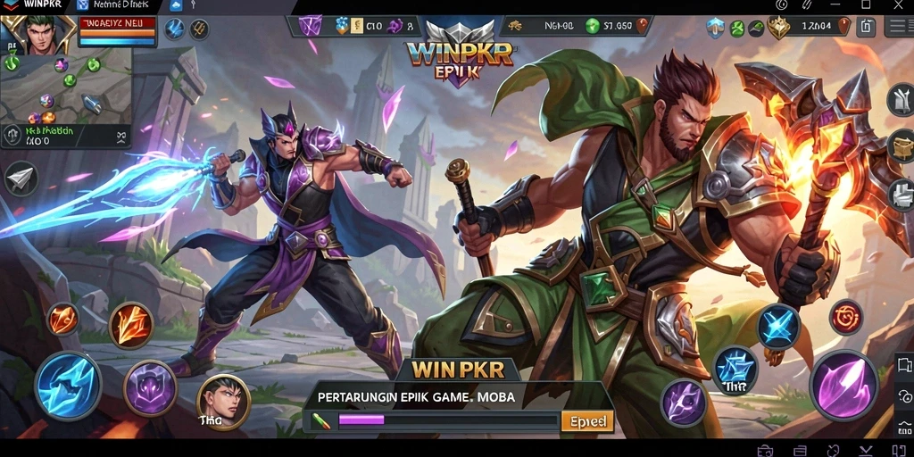 Gameplay seru WINPKR dengan pertempuran tim yang intens.